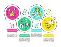 Pediatrics vector infographic template. Allergy, dentistry. Business presentation design elements. Data visualization with four steps and options. Process timeline chart. Workflow layout with icons