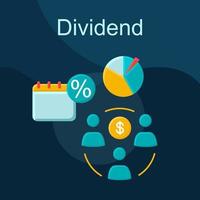 Dividend flat concept vector icon. Deposit idea cartoon color illustrations set. Investment, capital share. Fundraising. Partners, shareholders. Joint-stock company. Isolated graphic design element