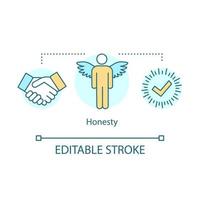 Honesty concept icon. Business ethics idea thin line illustration. Morality, integrity, trustworthiness. Sincerity. Reliability. Fair partnership. Vector isolated outline drawing. Editable stroke