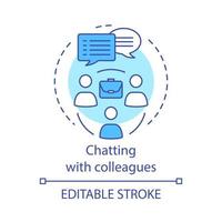 Chatting with colleagues concept icon. Work chat. Experience exchange. Dialogue. Professional communication idea thin line illustration. Vector isolated outline drawing. Editable stroke