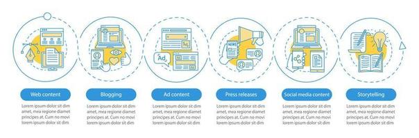 Plantilla de infografía vectorial de cursos de SMM. promoción en redes sociales. márketing. elementos de diseño de presentación de negocios. visualización de datos con pasos y opciones. gráfico de la línea de tiempo del proceso. diseño del flujo de trabajo vector