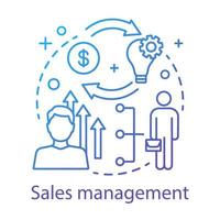 Sales management concept icon. CRM system idea thin line illustration. Financial growth. Marketing strategy. Customer relationship management. Vector isolated outline drawing