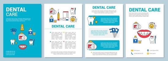 diseño de plantilla de folleto de cuidado dental. prevenir la caries dental. folleto, folleto, diseño de impresión de folletos con ilustraciones lineales. diseños de páginas vectoriales para revistas, informes anuales, carteles publicitarios vector