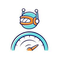 Optimizer bot color icon. Search engine optimization. Software program. Computer operation. Artificial intelligence. Functional bot. Virtual assistance. Isolated vector illustration