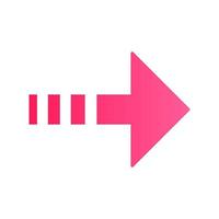 Pink arrow with dotted line flat design long shadow color icon. Rightward direction. Arrowhead pointing to right. Navigation pointer, indicator sign. Indicating symbol. Vector silhouette illustration
