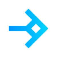 Shaped blue arrow flat design long shadow color icon. Navigation arrowhead sign. East direction. Arrowhead indicating rightward. Next. Geometric pointer, indicator. Vector silhouette illustration