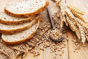 Top view of sliced bread photo