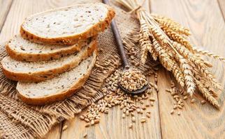 Top view of sliced bread photo