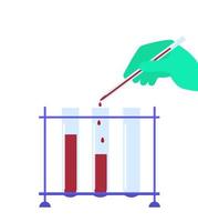 tomando la ilustración de vector de análisis de sangre. tubos de ensayo con biomaterial. conocer su estado de VIH. ayuda a la conciencia.