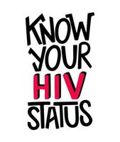 Know your HIV status lettering poster. Get tested. AIDS awareness. Take care of your partner and yourself. Typography design for cards, prints, social campaign, banner. vector