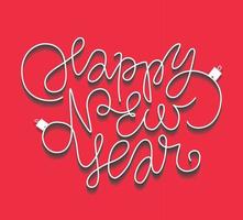 Happy new year lettering design. Winter holiday greeting poster. 3D letters script. Good for card, print, packaging, banner, sticker, cover, gifts, advertisement, sale, window, apparel. vector