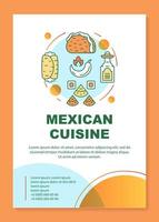 Diseño de plantilla de folleto de cocina mexicana. Folleto de comida tradicional de México, folleto, diseño de impresión de folleto con ilustraciones lineales. diseños de páginas vectoriales para revistas, informes anuales, carteles publicitarios