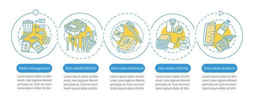 Zero waste lifestyle vector infographic template. Business presentation design elements. Data visualization with five steps and options. Process timeline chart. Workflow layout with linear icons