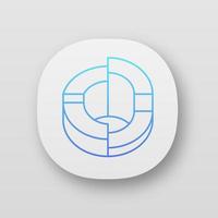 Three-dimensional diagram app icon. 3-space ring. Comparisons among discrete categories. Statistics data visualization. UI UX user interface. Web or mobile applications. Vector isolated illustrations