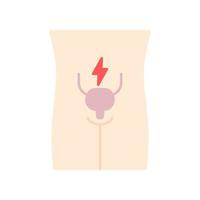 Ill urinary bladder flat design long shadow color icon. Sore organ. Cystitis. People disease. Unhealthy urinary system. Sick internal body part. Aching urinary tract. Vector silhouette illustration