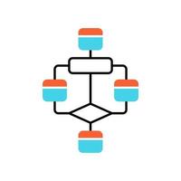 Flowchart color icon. Diagram. Visualization of process. Problem solving stages. Graphical representation of algorithm. Program logic sequence. Isolated vector illustration