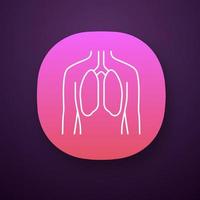 icono de la aplicación de pulmones sanos. órgano humano en buen estado de salud. funcionamiento del sistema pulmonar. salud respiratoria saludable. interfaz de usuario ui ux. aplicación web o móvil. vector ilustración aislada