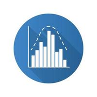 Histogram flat design long shadow glyph icon. Diagram. Business trade info. Financial analytics. Statistics data visualization. Symbolic representation of information. Vector silhouette illustration