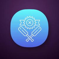 Cricket defeat app icon. Total game result. Championship loss. Game over. Team battle finished. Sports activity. UI UX user interface. Web or mobile application. Vector isolated illustration