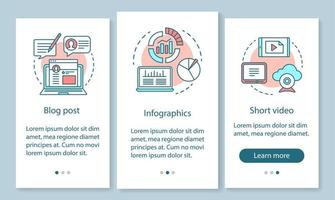 contenido de concienciación incorporando la pantalla de la página de la aplicación móvil con conceptos lineales. publicación de blog, infografías, instrucciones gráficas de pasos de tutorial cortos en video. ux, ui, plantilla de vector de interfaz gráfica de usuario con ilustraciones