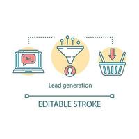 Lead generation concept icon. Digital marketing benefit idea thin line illustration. Sales leads, advertising, list building. Vector isolated outline drawing. Editable stroke