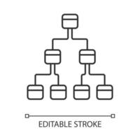 Tree diagram linear icon. Hierarchical system. Node link diagram. Tree structure. Sequence and submission. Thin line illustration. Contour symbol. Vector isolated outline drawing. Editable stroke