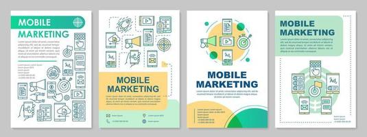 Mobile marketing brochure template layout. Customer attraction strategy. Flyer, leaflet print design with linear illustrations. Vector page layouts for magazines, annual reports, advertising posters