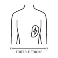 Ill spleen linear icon. Sore human organ. Unhealthy lymphatic system. Immune system. Thin line illustration. Contour symbol. Vector isolated outline drawing. Editable stroke