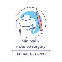 Minimally invasive surgery concept icon. Small incisions idea thin line illustration. Endoscope camera. Safe surgical techniques. Vector isolated outline drawing. Editable stroke