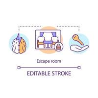 Escape room concept icon. Quest idea thin line illustration. Real life strategy game. Logical, rational thinking. Looking for exit, key. Vector isolated outline drawing. Editable stroke