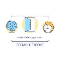 Historical escape room concept icon. Theme quest idea thin line illustration. History subject. Back in time. Game about past, medieval, ancient times. Vector isolated outline drawing. Editable stroke