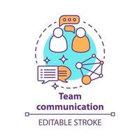 Team communication concept icon. Teamwork idea thin line illustration. Exchanging information. Networking. Talking to each other. Online chatting. Vector isolated outline drawing. Editable stroke