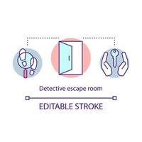 Detective escape room concept icon. Thematic quest game idea thin line illustration. Investigation game. Police solving mystery, case, murder. Vector isolated outline drawing. Editable stroke