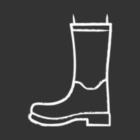 icono de tiza de botas de agua de mujer. botas de goma para otoño, primavera temporada de lluvias. diseño de calzado unisex. Wellingtons, zapatos modernos y cómodos. moda masculina y femenina. ilustración de pizarra de vector aislado