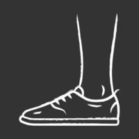 Trainers chalk icon. Women and men stylish footwear design. Unisex casual sneakers, modern comfortable tennis shoes. Male and female fall season fashion. Isolated vector chalkboard illustration