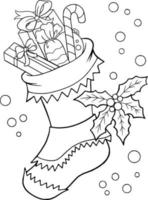 Christmas Sock Coloring Page vector