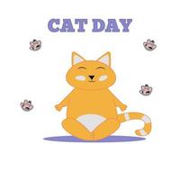 día internacional del gato. el gato se relaja. ilustración vectorial plana vector