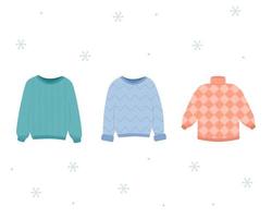 Set of winter sweaters. Warm sweater. Winter clothing vector