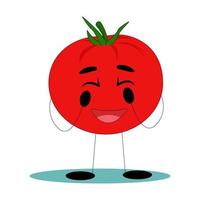 Funny tomato. Tomato with funny face. Flat vector illustration.