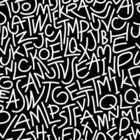 Seamless abstract alphabets pattern on black and white vector