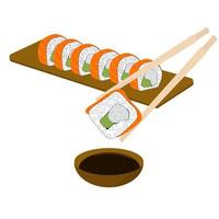 juego de rollos. Sushi. ilustración vectorial plana vector