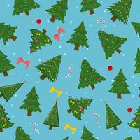 Christmas tree with tree ball and tree toy seamless pattern. Flat vector illustration