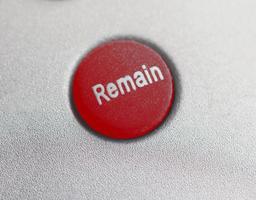 botón rojo permanecer brexit foto