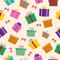 Different gift boxes seamless pattern. New year gifts vector