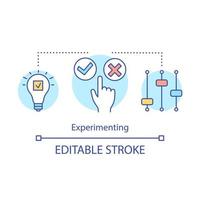 Experimenting concept icon. Decision making idea thin line illustration. Discovering. Vector isolated outline drawing. Editable stroke