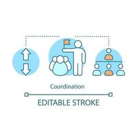 Coordination concept icon. Teamwork idea thin line illustration. Staff hierarchy. Integration and communication. Vector isolated outline drawing. Editable stroke