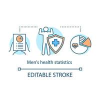 icono de concepto de estadísticas de salud masculina. Ilustración de línea fina de idea de análisis de salud masculina. salud y medicina. dibujo de contorno aislado vectorial. trazo editable vector