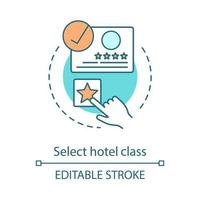 Select hotel class concept icon. Feedback, reviews. Add to favorite. Hotel rating idea thin line illustration. Vector isolated outline drawing. Editable stroke