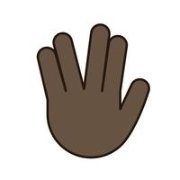 Vulcan salute emoji color icon. Live long and prosper hand gesture. Raised hand with part between middle and ring fingers. Isolated vector illustration