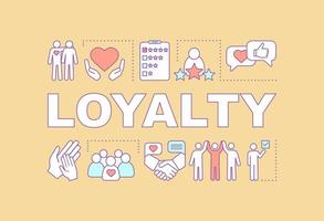 Loyalty word concepts banner. Glory, popularity. Leadership. Social relationship. Famous person. Presentation, website. Isolated lettering typography idea, linear icons. Vector outline illustration